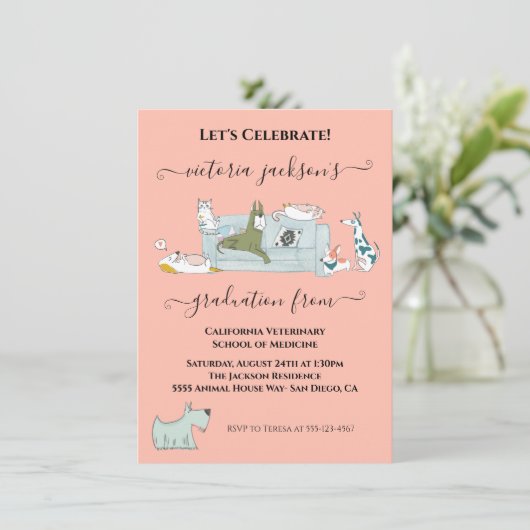 おもしろい犬猫獣医学校卒業 招待状 (スタンド正面)