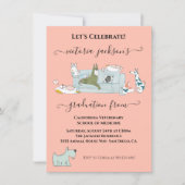 おもしろい犬猫獣医学校卒業 招待状 (正面)