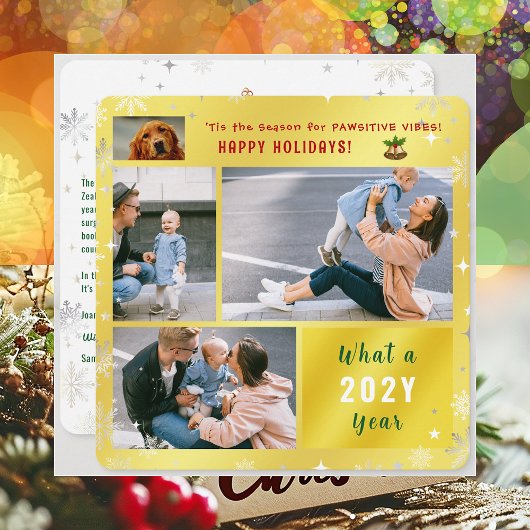 おもしろい犬猫4枚かわいいハッピーホリデーズゴールデン シーズンカード