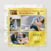 おもしろい犬猫4枚コラージュ可愛いゴエレガントンド シーズンカード (正面/裏面)