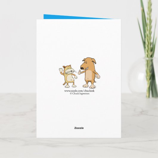 おもしろい犬着用小型帽子誕生日カード カード (裏面)