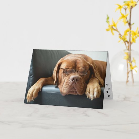 おもしろい犬考えるがあなたのことを カード (黄色い花)