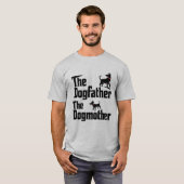 おもしろい犬親をテーマにしたカップルデザイン Tシャツ (正面フル)