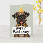 おもしろい犬誕生日カード カード (黄色い花)