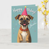 おもしろい犬誕生日カード カード (黄色い花)