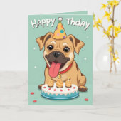 おもしろい犬誕生日カード カード (黄色い花)