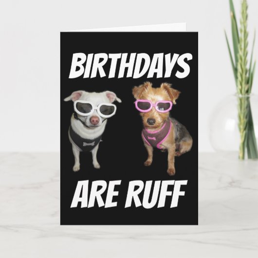 おもしろい犬誕生日カード、RUFF カード (正面)