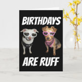 おもしろい犬誕生日カード、RUFF カード (黄色い花)