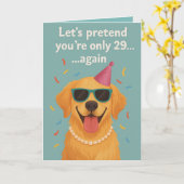 おもしろい犬誕生日 カード (黄色い花)