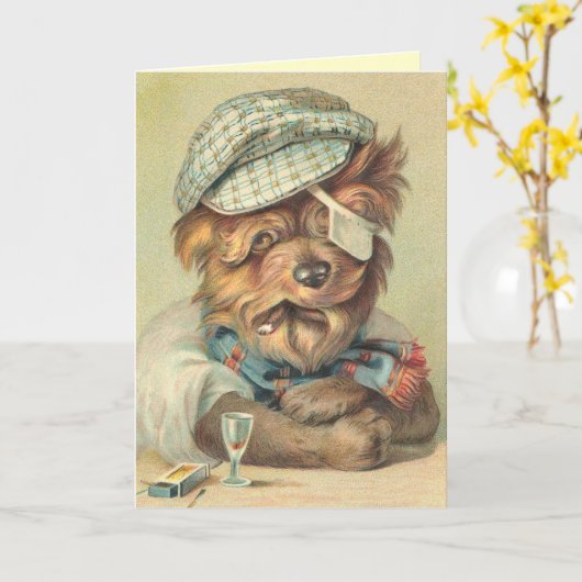 おもしろい犬退職金 カード (黄色い花)