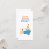 おもしろい犬遅延誕生日 カード (正面/裏面インサイチュ)