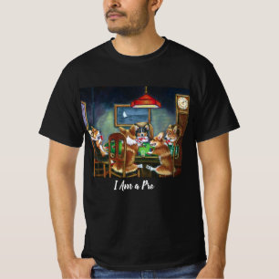 おもしろい犬遊のトランプのポーカーブラックTシャ男性へツ Tシャツ