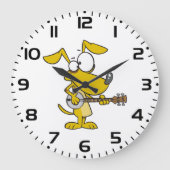 おもしろい犬遊のバンジョミュージック ラージ壁時計 (正面)