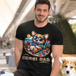おもしろい犬遊ズトランプのポーカーコルギパパ Tシャツ