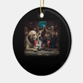 おもしろい犬遊ズポーカーカードラブラドールガンブ セラミックオーナメント (左)