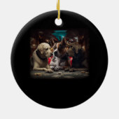 おもしろい犬遊ズポーカーカードラブラドールガンブ セラミックオーナメント (裏面)