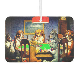 おもしろい犬遊トランプのポーカー カーエアーフレッシュナー