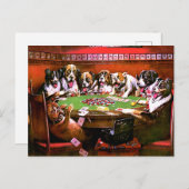 おもしろい犬遊トランプのポーカー ポストカード (正面/裏面)