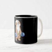 おもしろい犬重量挙げシーズー(犬)Tzu ツートーンマグカップ (正面右)