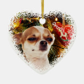 おもしろい犬雪クリスマスセラミックハートオーナメント セラミックオーナメント (正面)