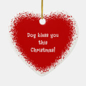 おもしろい犬雪クリスマスセラミックハートオーナメント セラミックオーナメント (裏面)