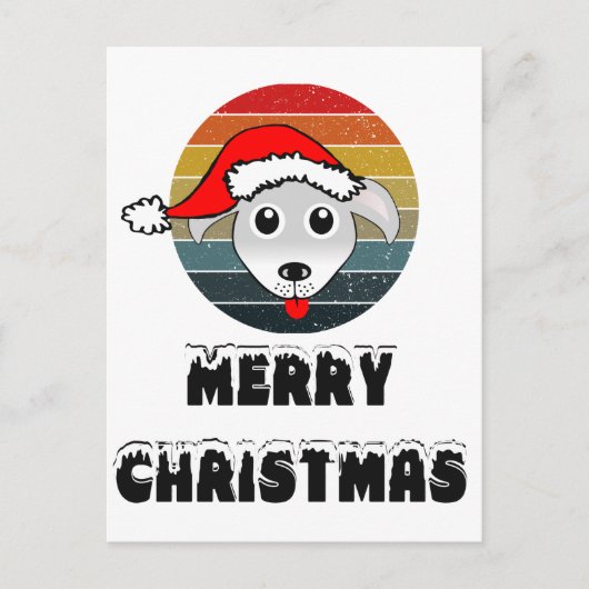 おもしろい犬顔グレイ漫画とサンタクロース帽子 シーズンポストカード (正面)