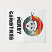 おもしろい犬顔グレイ漫画とサンタクロース帽子 タペストリー (正面(横))