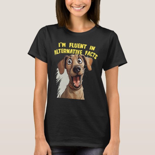 おもしろい犬顔発現とホワイトリーアイディア Tシャツ (正面)