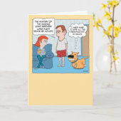 おもしろい犬食べジャイアントお誕生日ケーキ誕生日 カード (黄色い花)