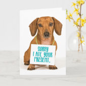 おもしろい犬食べ誕生日プレゼント挨拶カード カード (黄色い花)