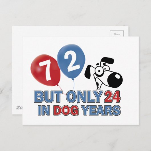 おもしろい犬72歳デザイン ポストカード (正面/裏面)