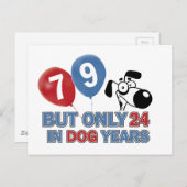 おもしろい犬79歳デザイン ポストカード (正面/裏面)