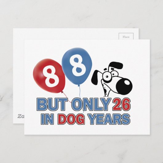 おもしろい犬88歳デザイン ポストカード (正面/裏面)