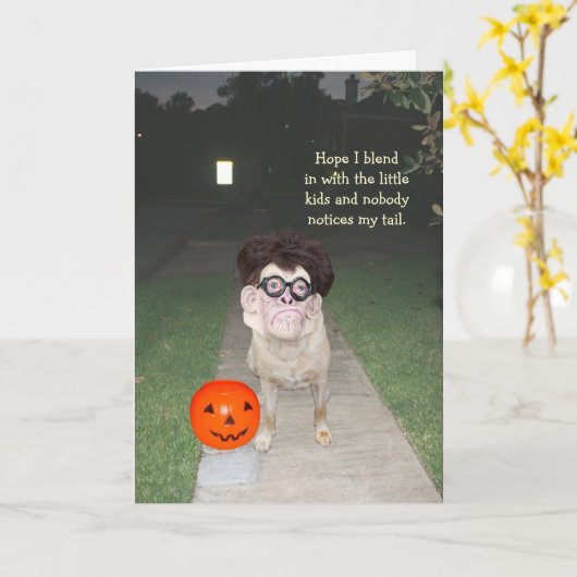 おもしろい犬 カード (黄色い花)