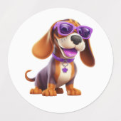 おもしろい犬（サングラス付） ラベル (デザイン1)