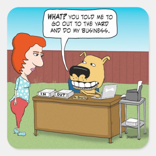 おもしろい犬 スクエアシール (正面)