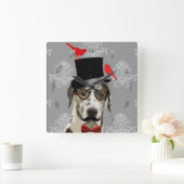 おもしろい犬 スクエア壁時計 (ホーム)