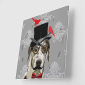 おもしろい犬 スクエア壁時計 (傾斜)