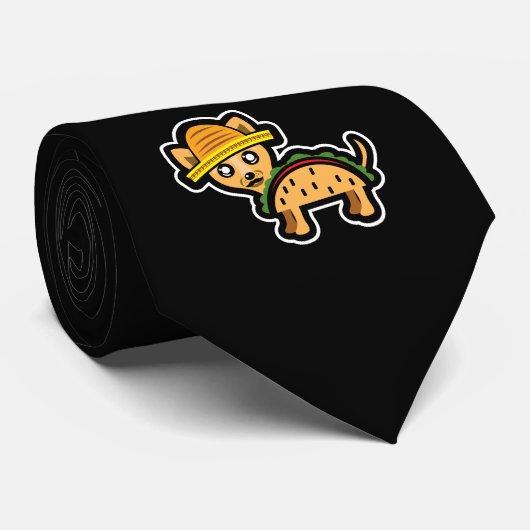 おもしろい犬-チワワのギフトのメキシコのタコス ネクタイ (ロール)