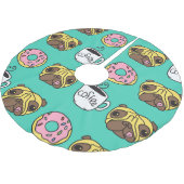 おもしろい犬、ドーナツ、コーヒーパターン。 ブラッシュドポリエステルツリースカート (アングル)