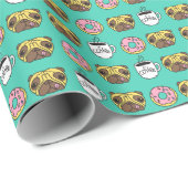 おもしろい犬、ドーナツ、コーヒーパターン。 ラッピングペーパー (ロールコーナー)
