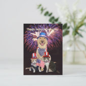 おもしろい犬/ネコ7月4日 ポストカード (スタンド正面)