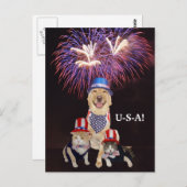 おもしろい犬/ネコ7月4日 ポストカード (正面/裏面)