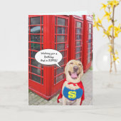 おもしろい犬/ラボのすごい誕生日 カード (黄色い花)