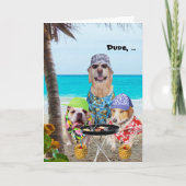 おもしろい犬/ラボのハワイアンシャツビーチ カード (正面)