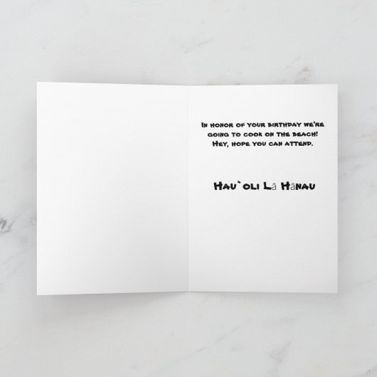 おもしろい犬/ラボのハワイアンシャツビーチ カード (内部)