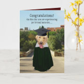 おもしろい犬/ラボの卒業 カード (黄色い花)