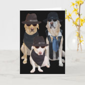 おもしろい犬/ラボオーバーザヒル誕生日 カード (黄色い花)