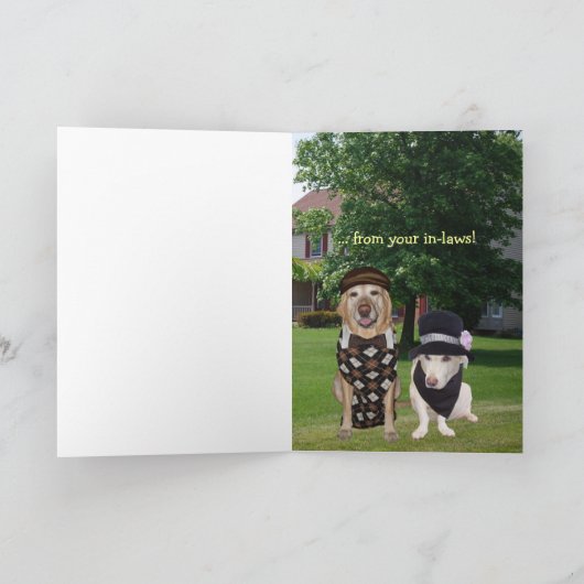 おもしろい犬/ラボ誕生日(男性用バイクもしくは自転車に乗る人) カード (内部)