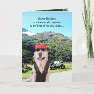 おもしろい犬/ラボ誕生日(男性用バイクもしくは自転車に乗る人) カード